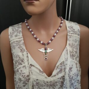 Chakra Kette in Weiß und Lila